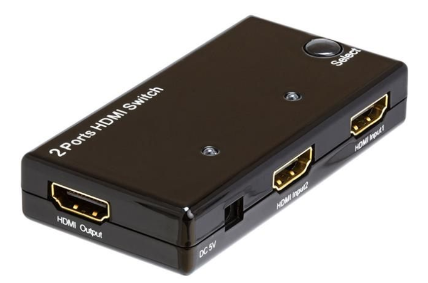 CMPLE 2-Port High Speed 4K HDMI Switch 2-in-1 out (2x1), Support 3D, Full HD 4K @30Hz, HDCP (no external power needed)